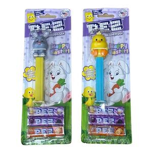2 PEZ Dispenser Easter Baby Chick & Bunny Candy Basket Stuffer Toy Expire 1/2024